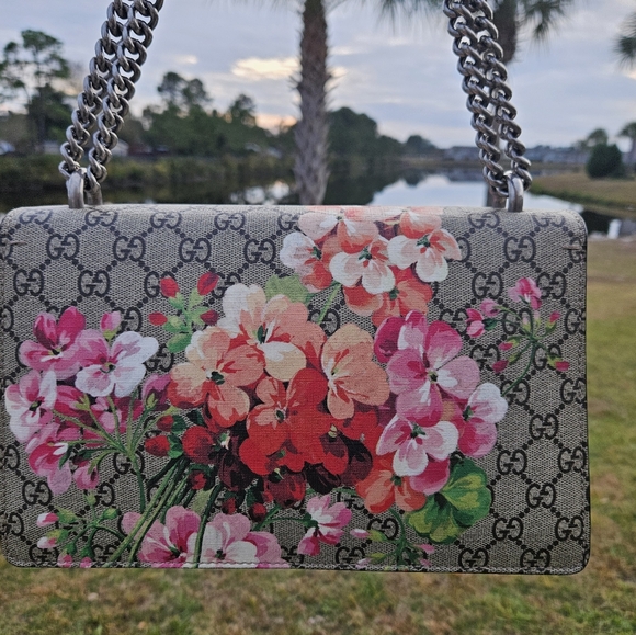 GUCCI Dionysus Blooms GG SupremeCanvas Chain Shoulder Bag Beige - Picture 14 of 17